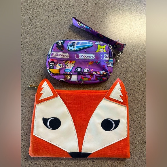 LeSportsac Kids' Fox and Cartoon Wristlet Set - Orange and Purple - Picture 1 of 7